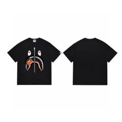 Bape A Bathing Shark Face Logo T-Shirt Tee Black White