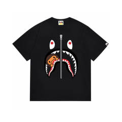 Bape A Bathing Shark Face Logo T-Shirt Tee Black White