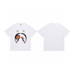 Bape A Bathing Shark Face Logo T-Shirt Tee Black White