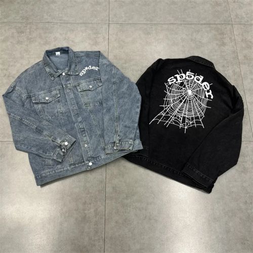 Sp5der Denim Jacket Blue Black