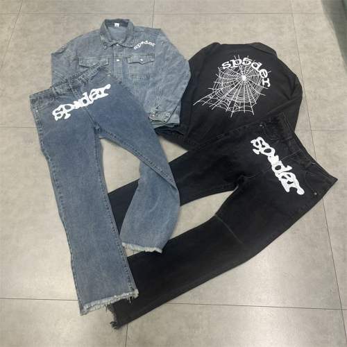 Sp5der Denim Jacket Blue Black