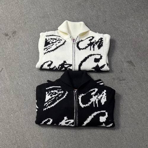 Corteiz Zipper Knit Sweater Jacket Black White