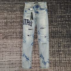 1:1 Quality Amir* MA Embroidery Indigo Denim Jeans