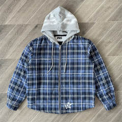 Sp5der Hooded Zip Flannel Shirt Jacket