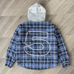 Sp5der Hooded Zip Flannel Shirt Jacket