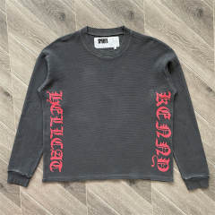 High Quality Sp5der Waffle Long Sleeve T-Shirt Gray
