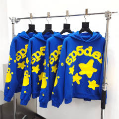 1:1 Quality Spider Yellow Foaming Print Hoodie & Pants Set Blue