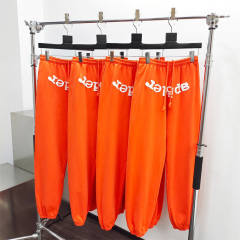 1:1 Quality Spider Foaming Print Fonts Hoodie & Pants Set Orange