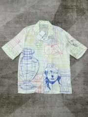 1:1 Quality Casa Silk Geometric Sketch Portrait Print shirt