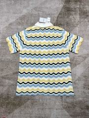 1:1 Quality Casa Wave Stripe Colour Block Letter Logo Knit Polo Shirt & Shorts Set