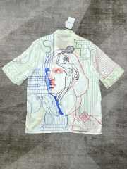 1:1 Quality Casa Silk Geometric Sketch Portrait Print shirt