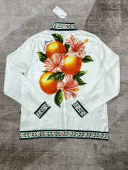 1:1 Quality Casa Orange Floral Resort Style Silk Long Sleeve shirt