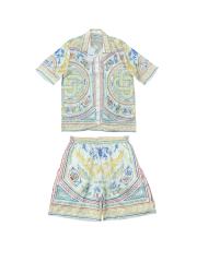 1:1 Quality Casa Crayon Line Print Silk Polo shirt & shorts set