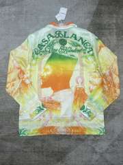 1:1 Quality Casa Silk Vintage Style Portrait Letter Print Long Sleeve Shirt