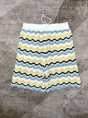 1:1 Quality Casa Wave Stripe Colour Block Letter Logo Knit Polo Shirt & Shorts Set