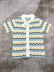 1:1 Quality Casa Wave Stripe Colour Block Letter Logo Knit Polo Shirt & Shorts Set