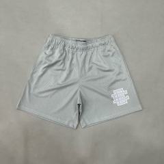 1:1 Quality Eric EE White Trimmed Grey Logo Mesh Shorts