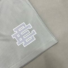 1:1 Quality Eric EE White Trimmed Grey Logo Mesh Shorts