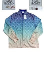 1:1 Quality Casa Gradient Blue Silk Long Sleeve Shirt & pants Set