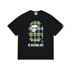 Bape Plaid Big Ape Head Letter Print Tee 4 colors