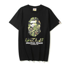 Bape Camouflage Yellow Green Black Ape Head Letter Print tee 2 colors