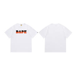 Bape Flame Letter Print Solid Color Tee 4 colors