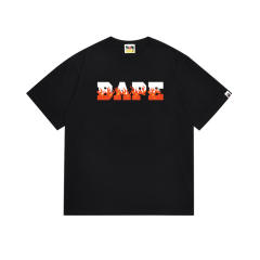 Bape Flame Letter Print Solid Color Tee 4 colors
