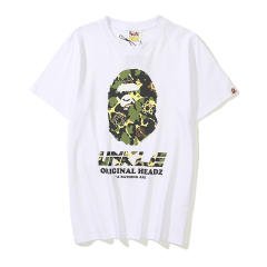 Bape Camouflage Yellow Green Black Ape Head Letter Print tee 2 colors