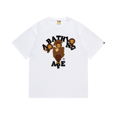 Bape Four Little Monkeys Ape Head Letter Print tee 2 colors