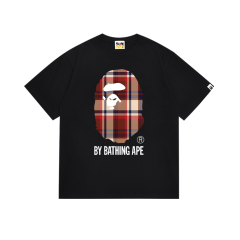 Bape Plaid Big Ape Head Letter Print Tee 4 colors