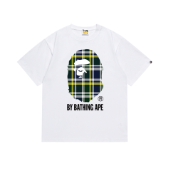 Bape Plaid Big Ape Head Letter Print Tee 4 colors