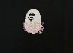 1:1 Quality Bape Embroidered Pink Letter Print Tee 2 colors