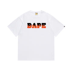 Bape Flame Letter Print Solid Color Tee 4 colors