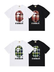 Bape Plaid Big Ape Head Letter Print Tee 4 colors