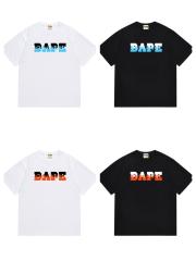 Bape Flame Letter Print Solid Color Tee 4 colors