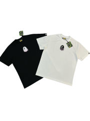1:1 Quality Bape Embroidered Pink Letter Print Tee 2 colors