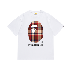 Bape Plaid Big Ape Head Letter Print Tee 4 colors