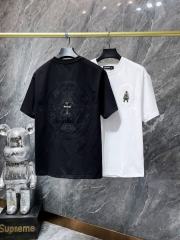 1:1 quality CH Horseshoe Sanskrit Handmade Button Cross Patch Embroidered Tee 2 colors