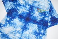 Retro deep blue tie-dyed rainbow letter washed printed tee