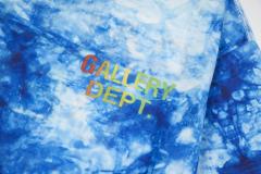 Retro deep blue tie-dyed rainbow letter washed printed tee