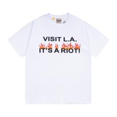 Retro embossed logo flame washed printed tee