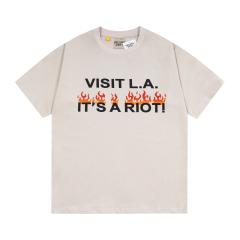 Retro embossed logo flame washed printed tee