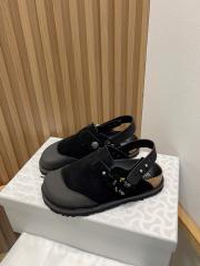 1:1 quality version Birkenst0ck half wrapped chamois sandals black grey