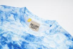 Retro deep blue tie-dyed rainbow letter washed printed tee
