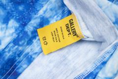 Retro deep blue tie-dyed rainbow letter washed printed tee