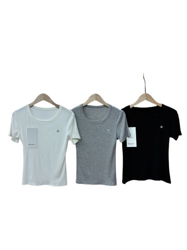 Lulu Threaded U Neck tee for girls【one pack 3 pieces】