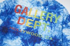 Retro deep blue tie-dyed rainbow letter washed printed tee