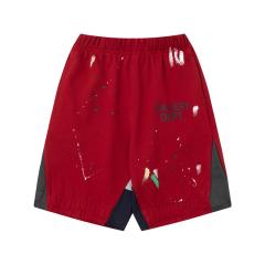 Graffiti crayon splashing ink patchwork shorts