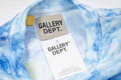 Retro deep blue tie-dyed rainbow letter washed printed tee