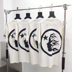 1:1 quality Hellstar Silver-stamped Monogram Printed Aged Tee with NFC tag